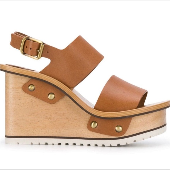 CHLOE buckle wedge sandals